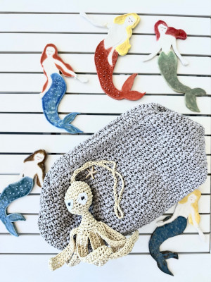 Natural Octopus Grey Big Clutch