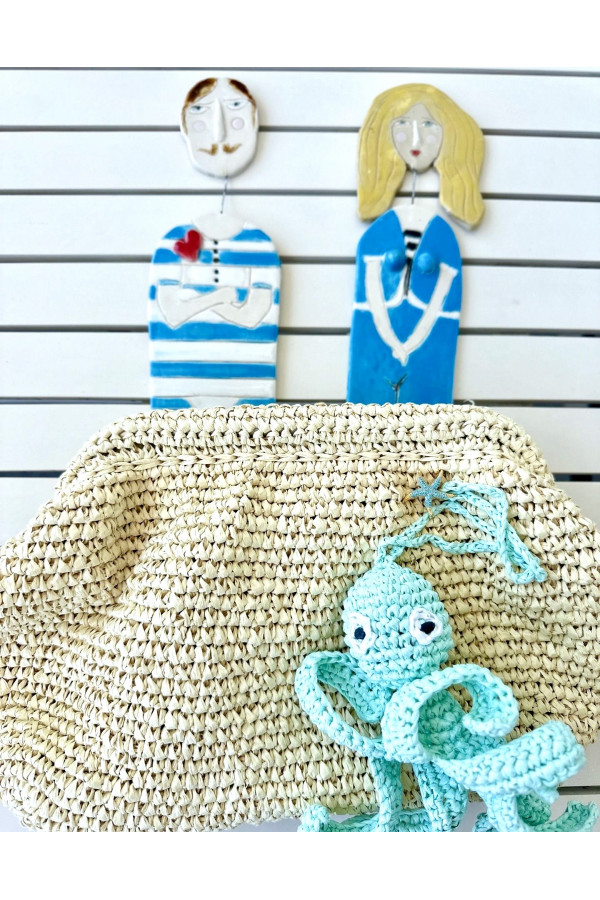 Mint Octopus Natural Big Clutch 