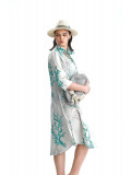 Midi Coral Emerald Shirt Dress