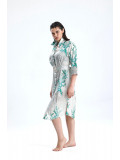 Midi Coral Emerald Shirt Dress
