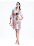 Mini Coral White Shirt Dress