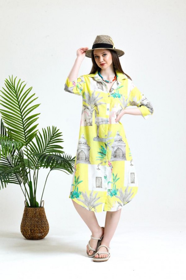 Midi Citron Marakesh Shirt Dress