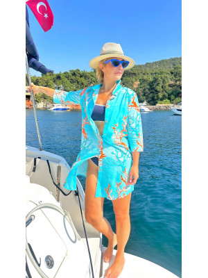 Mini Coral Mint Shirt Dress