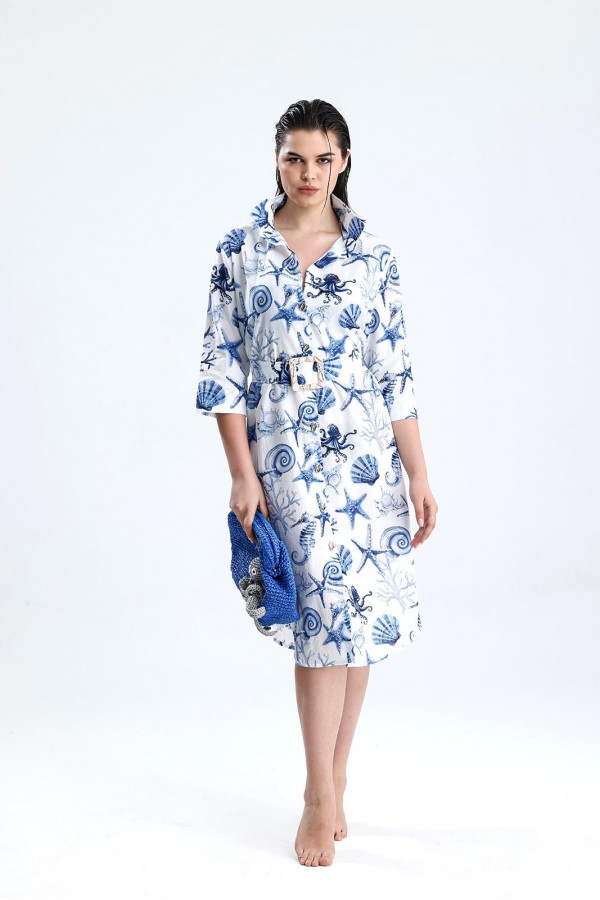 Midi Blue&Blanc Shirt Dress