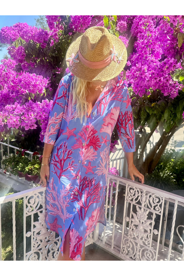 Mdi Lilac Coral Shirt Dress