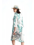 Midi Coral Emerald Shirt Dress