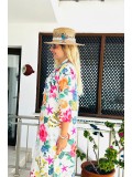 Midi Çılgın Beyaz Yaz Shirt Dress 