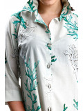 Midi Coral Emerald Shirt Dress