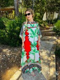 Cleopatra in Marakesh Scarlet Palm Kaftan