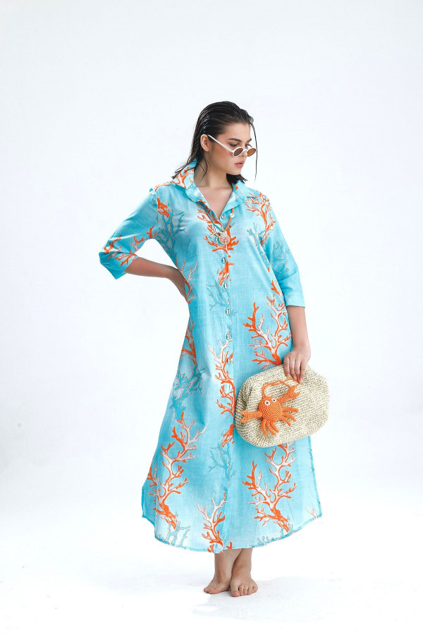 Maxi Coral Mint Shirt Dress