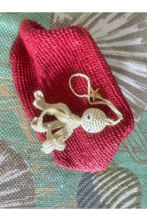 Natural Octopus Scarlet Big Clutch 